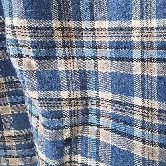 Wrangler Brushpopper Shirt Men's Size XLT Long‎ Tail Plaid Snaps Blue Vintage - Picture 8 of 15